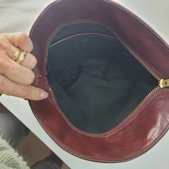 Vintage Etienne Aigner Burgundy Dark Red Leather Shoulder Bag Purse 12x8" - Picture 9 of 15